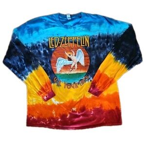Led Zepplin Icarus US Tour 1975 Long Sleeve Tie Dye T-Shirt XL Gildan Swan